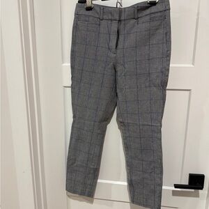 LOFT Gray and Blue Plaid Dress Pants with Subtle Blue Windowpane